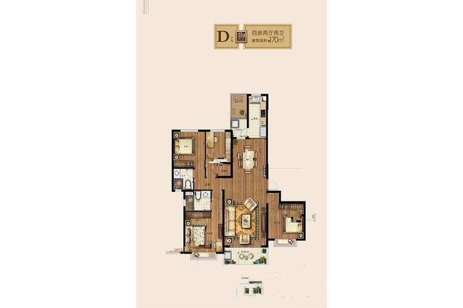 恒大御澜庭4室2厅2卫170㎡户型图