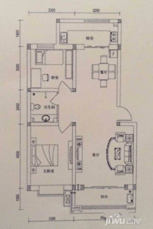 青铜峡和府2室2厅1卫86㎡户型图