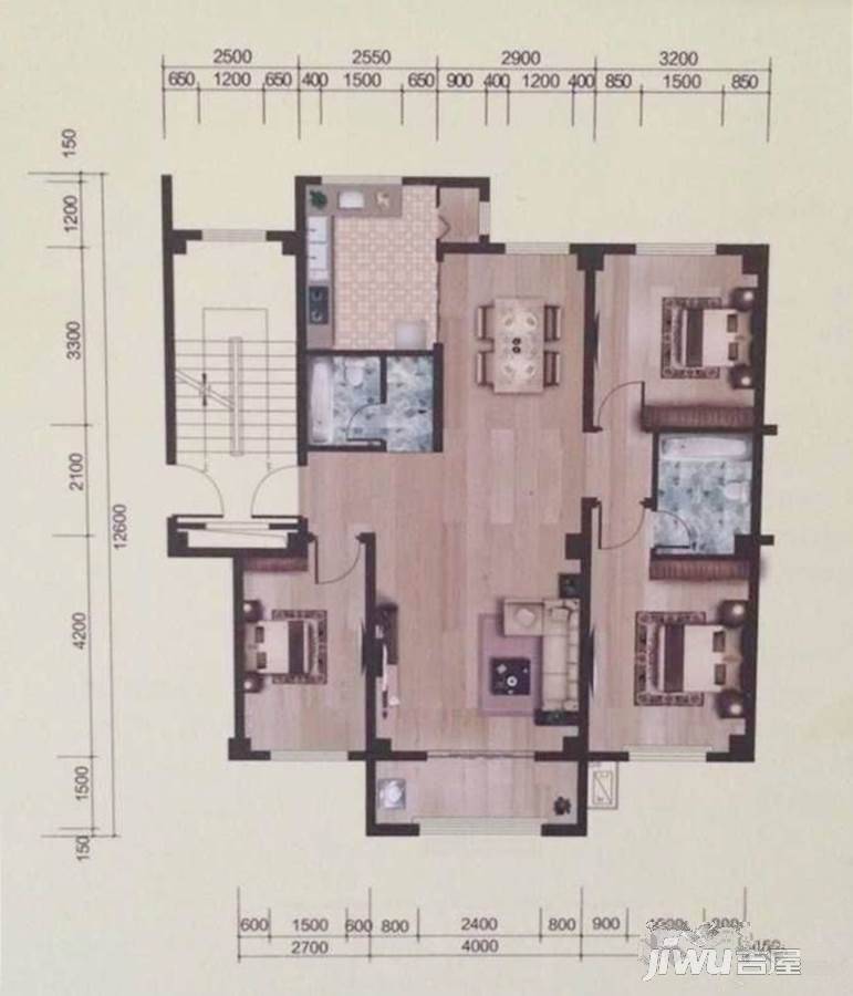 金岸一品3室2厅2卫113㎡户型图