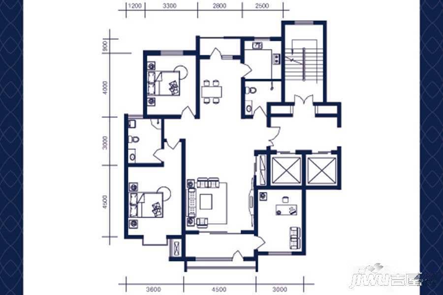 建发宝湖湾3室2厅2卫147㎡户型图