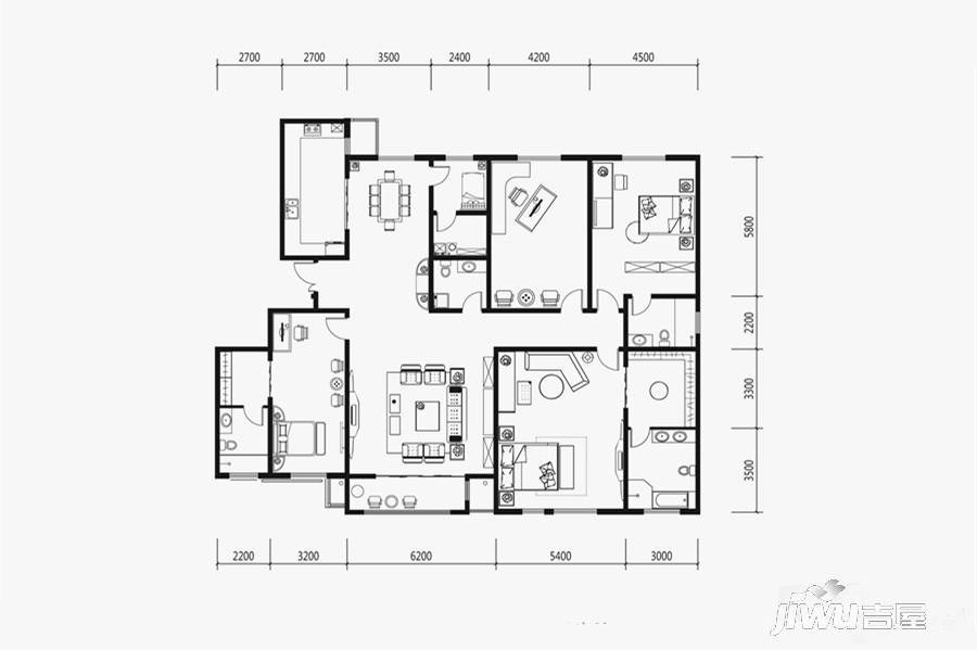 建发宝湖湾5室2厅4卫306㎡户型图