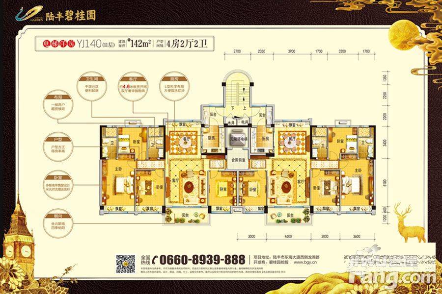 陆丰碧桂园4室2厅0卫142㎡户型图