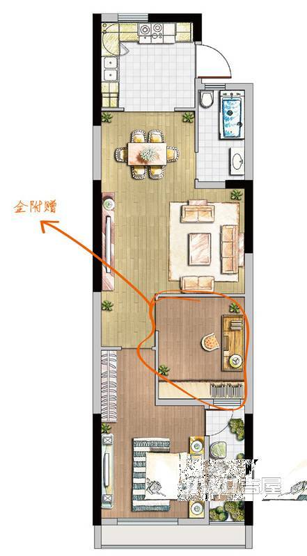 仙林悦城2室2厅1卫62㎡户型图