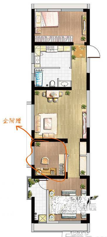 仙林悦城3室2厅1卫90㎡户型图