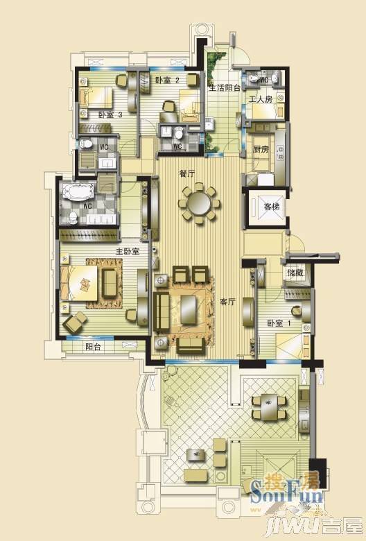 碧桂园凤凰城4室2厅4卫267㎡户型图