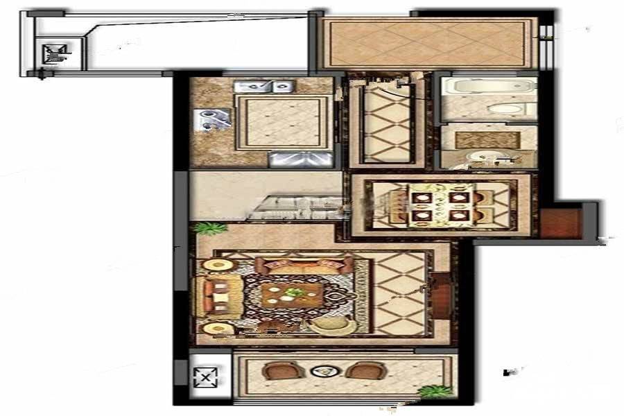 仙林春天里欢乐颂2室2厅1卫117㎡户型图