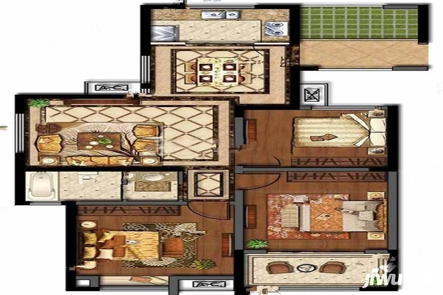 仙林春天里欢乐颂3室2厅1卫120㎡户型图