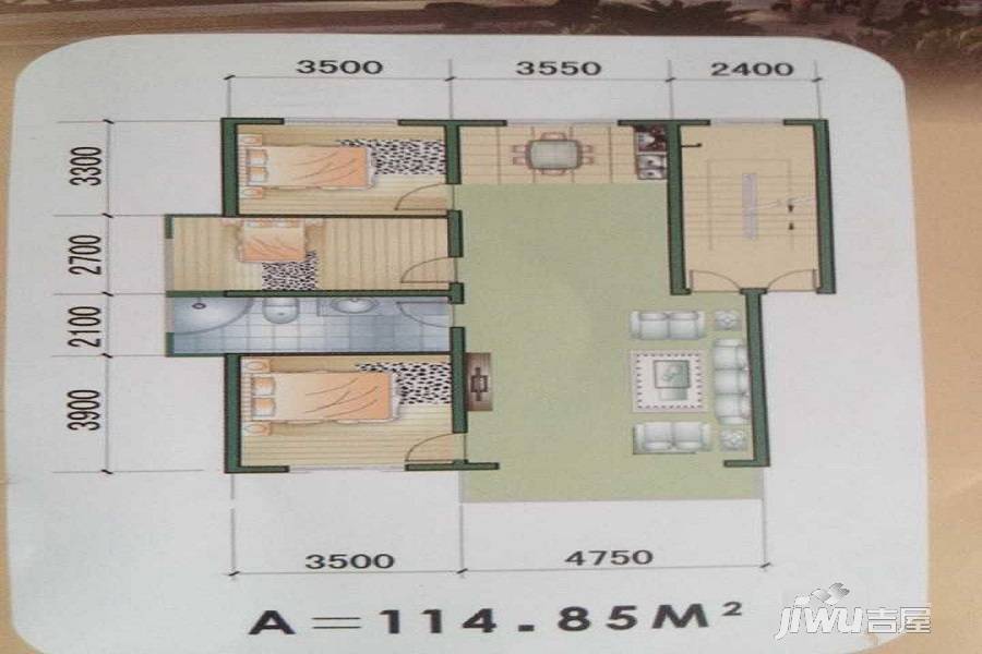 万恒世纪城3室2厅1卫114.8㎡户型图