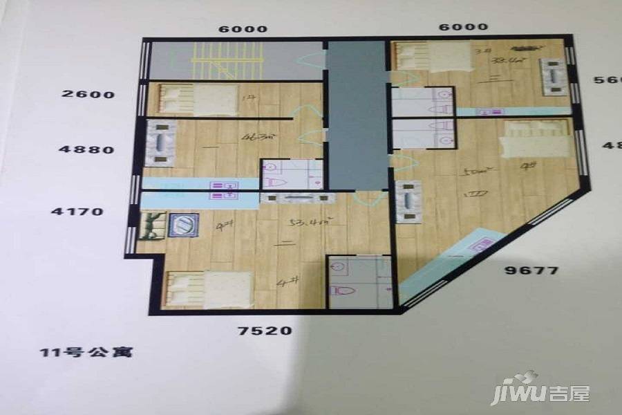 美高美花园1室0厅0卫53.4㎡户型图