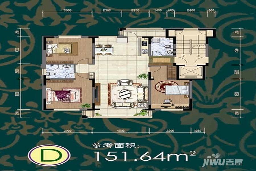 热电世纪佳苑3室2厅1卫151.6㎡户型图