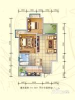 东湖半岛2室2厅1卫74.4㎡户型图