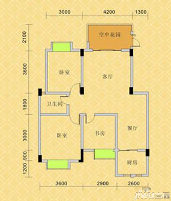 首座好望角3室2厅1卫92㎡户型图