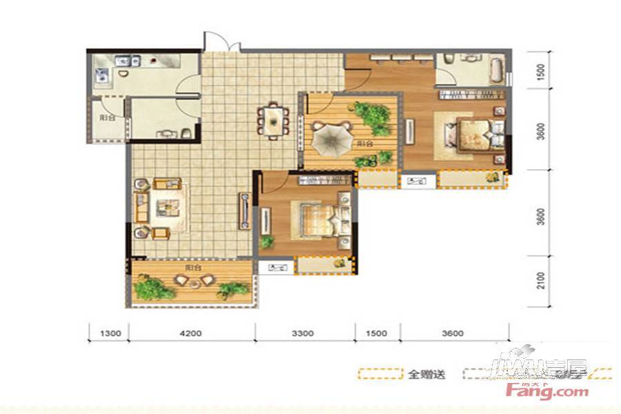 玉龙佳苑二期2室1厅2卫120.8㎡户型图