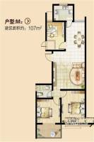 天泽世纪新城2室2厅1卫107㎡户型图