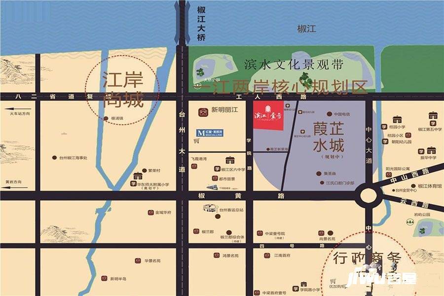 五联滨江壹号位置交通图1