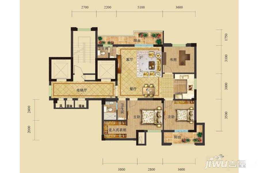 西锦御园（别墅）3室2厅2卫126㎡户型图