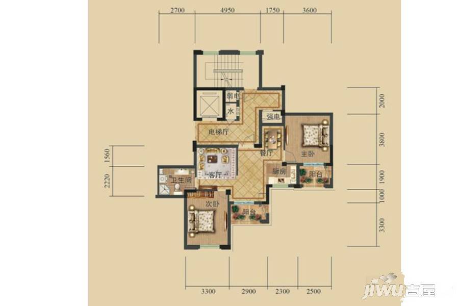 西锦御园（别墅）2室2厅1卫82.4㎡户型图