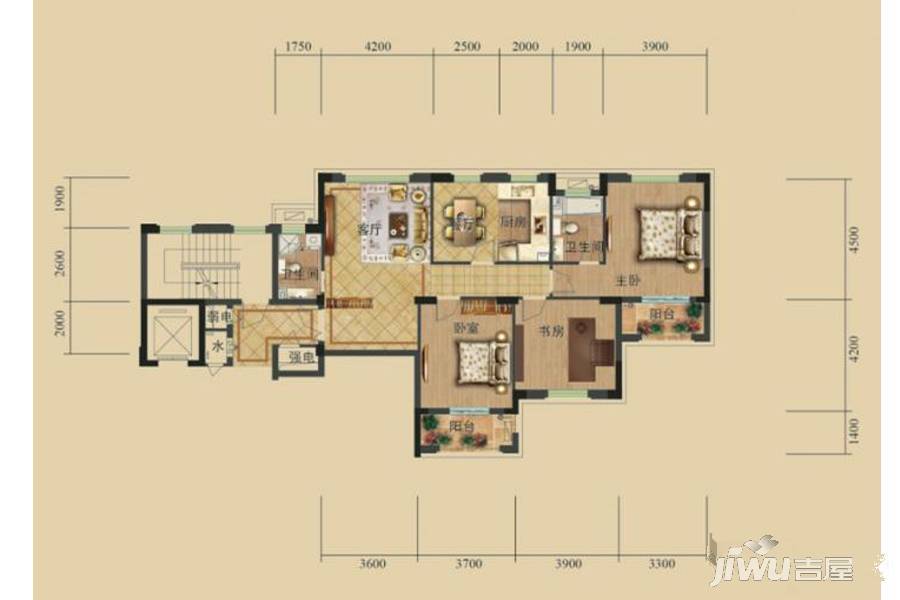 西锦御园（别墅）3室2厅2卫136.5㎡户型图