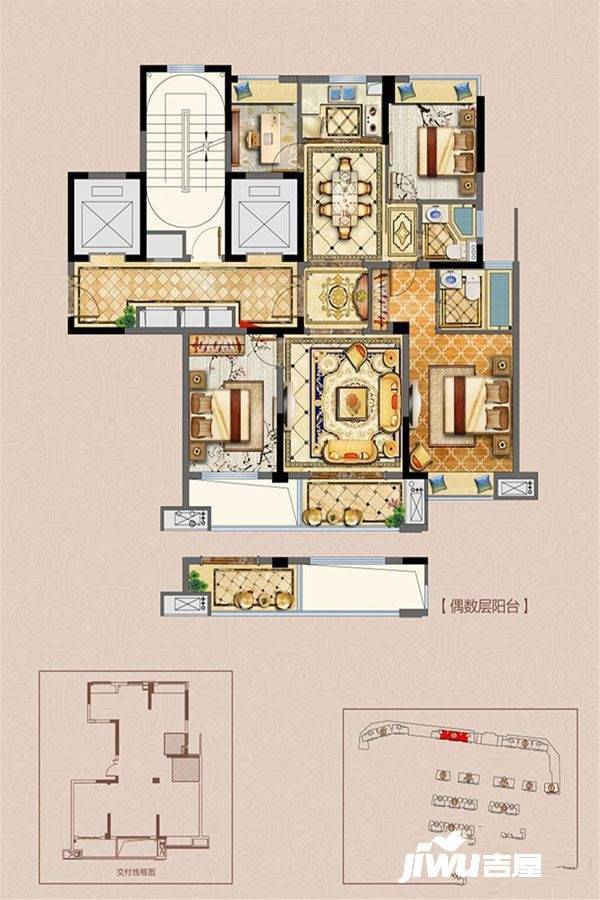 台州大公馆4室2厅2卫116㎡户型图