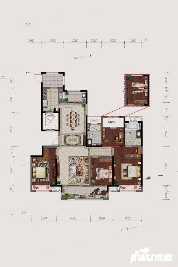 仙居新城吾悦广场4室2厅2卫170㎡户型图