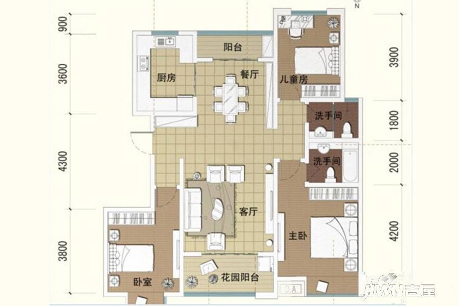 金域观澜3室2厅2卫150㎡户型图