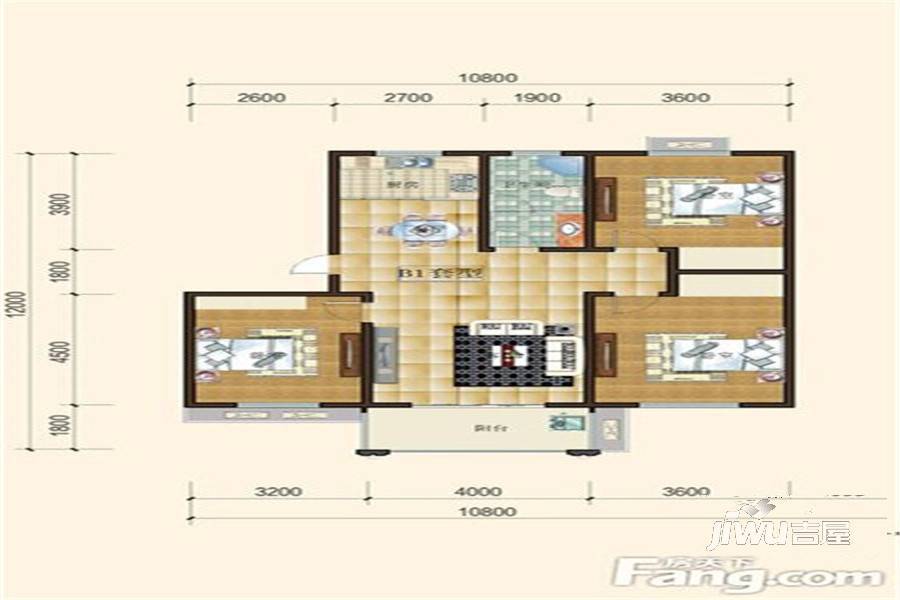 印象江南3室2厅1卫112㎡户型图