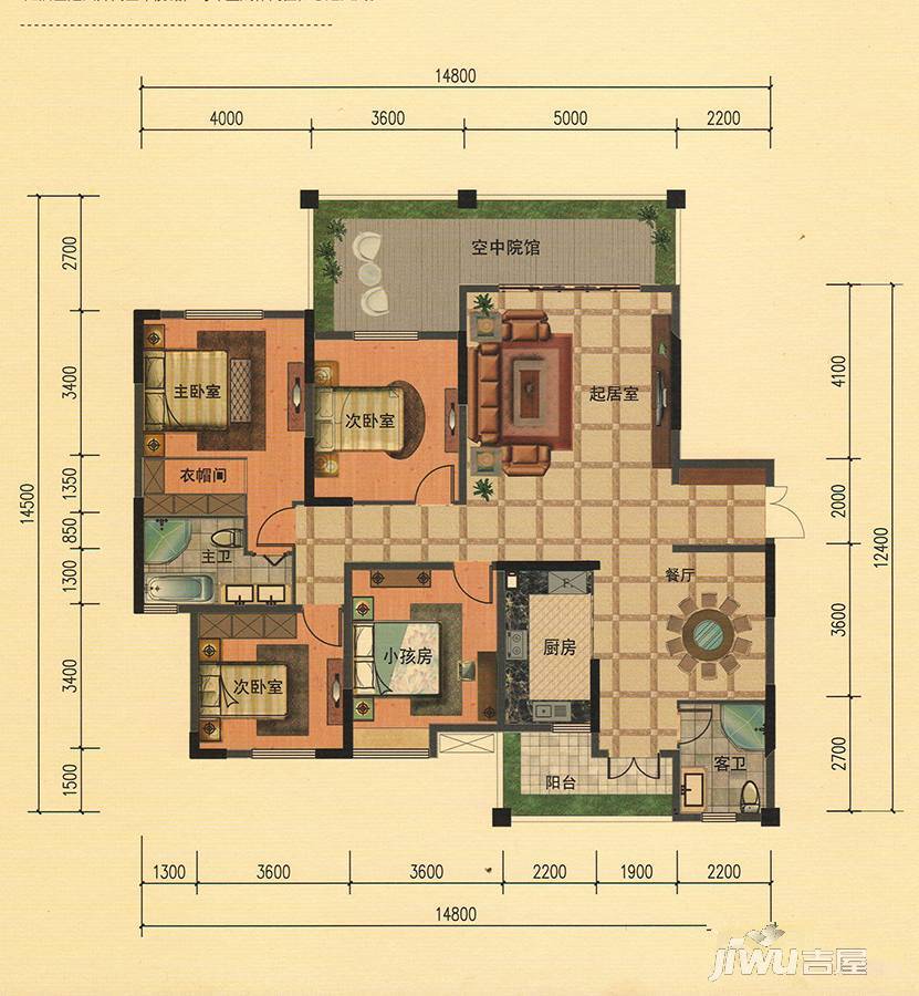 时代蝴蝶湾4室2厅2卫175.3㎡户型图