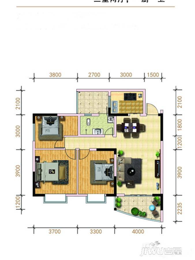 南明新苑3室2厅1卫120.8㎡户型图