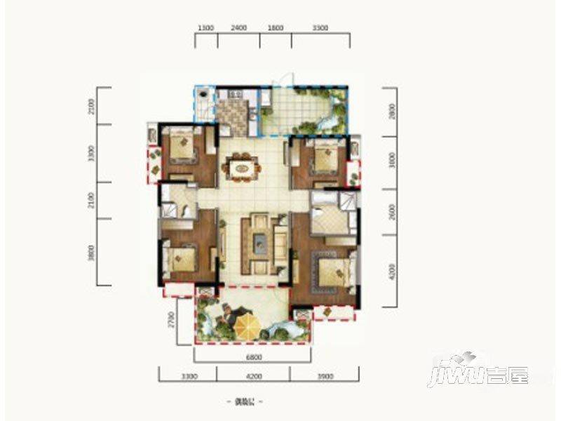 恒大天府半岛4室2厅2卫149.1㎡户型图