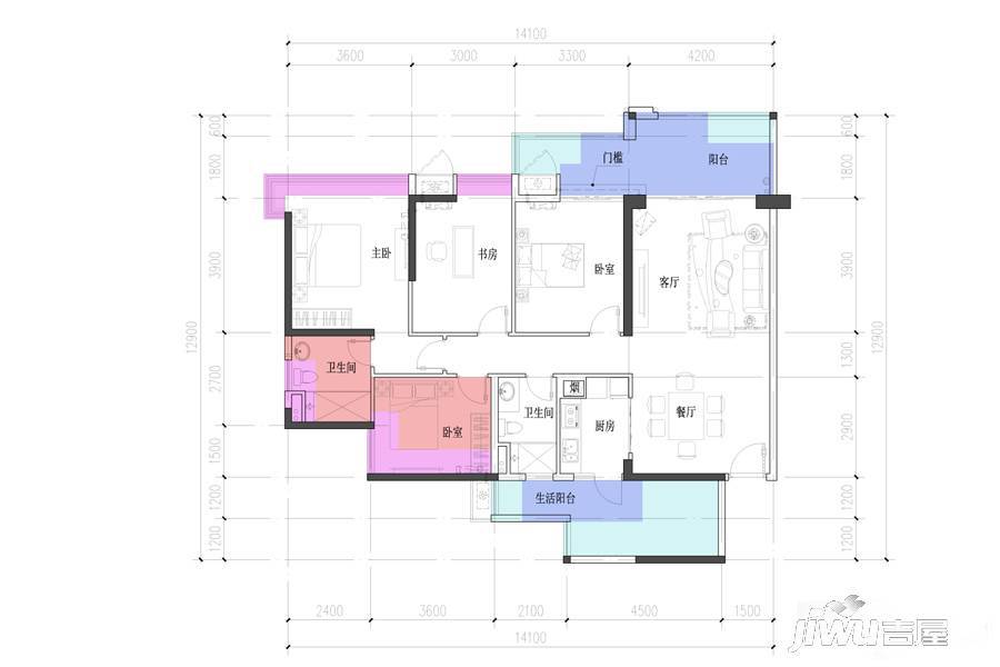 中德英伦联邦4室2厅2卫146㎡户型图