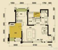 华润二十四城1室2厅1卫67㎡户型图