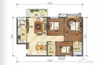 龙湖时代天街3室2厅2卫105㎡户型图