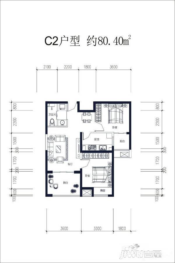 香颂太华商街普通住宅80.4㎡户型图