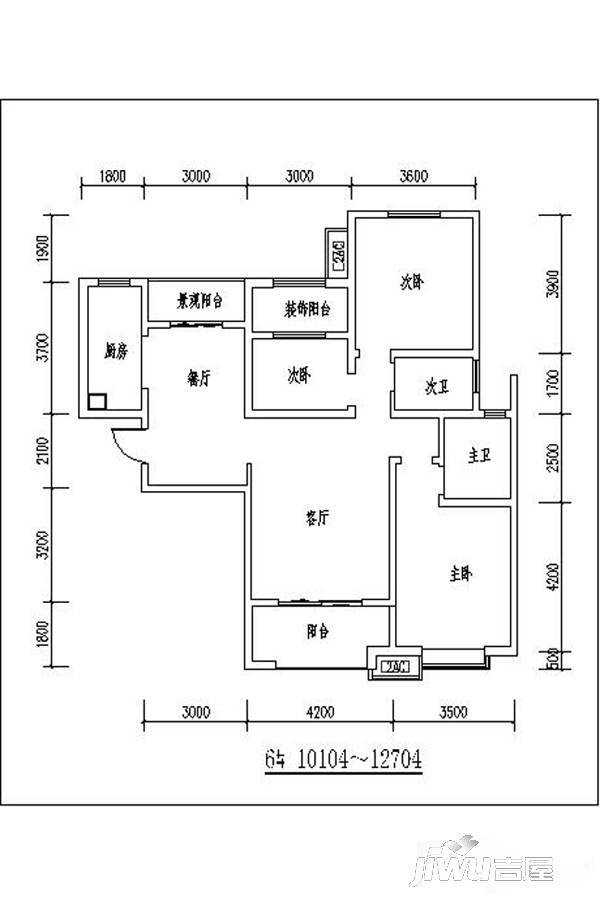 金辉·悦府3室2厅2卫122㎡户型图