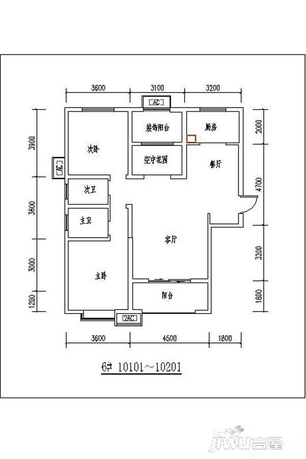 金辉·悦府4室2厅2卫136㎡户型图