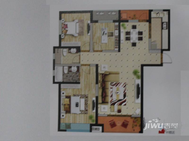 奥林匹克花园3室2厅2卫130㎡户型图