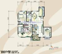 奥林匹克花园3室2厅1卫124.6㎡户型图