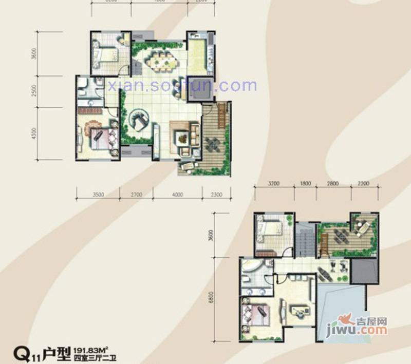 奥林匹克花园4室3厅2卫191.8㎡户型图