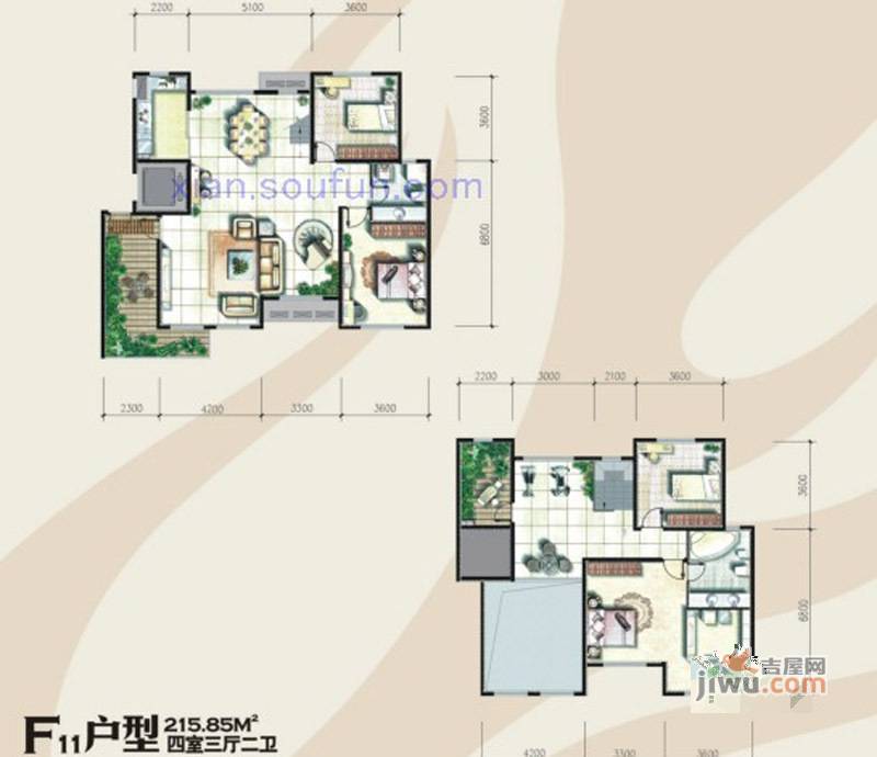 奥林匹克花园3室2厅1卫215.8㎡户型图