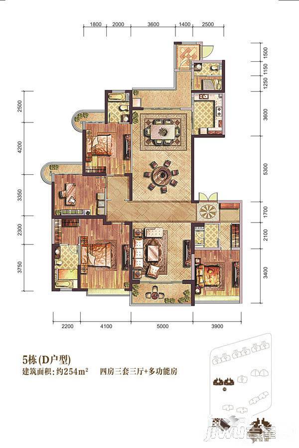 雅居乐御宾府4室2厅4卫254㎡户型图