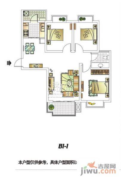 盛世长安3室2厅1卫98㎡户型图