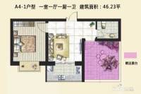 西安沣惠新佳苑1室1厅1卫46.2㎡户型图