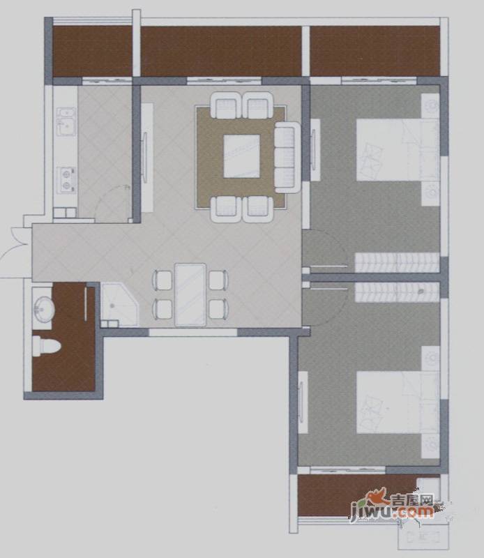 首创漫香郡公寓2室2厅1卫106㎡户型图