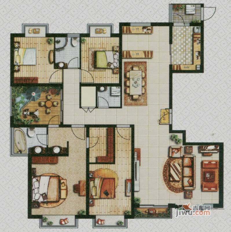 首创漫香郡公寓4室2厅2卫户型图