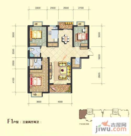 首创漫香郡公寓3室3厅3卫户型图