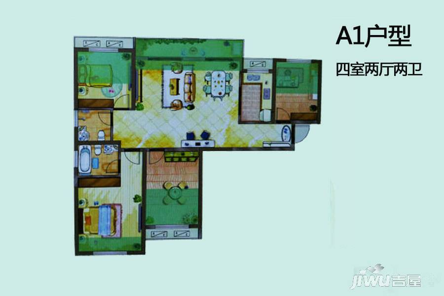 鼎诚馥桂园4室2厅2卫109.7㎡户型图