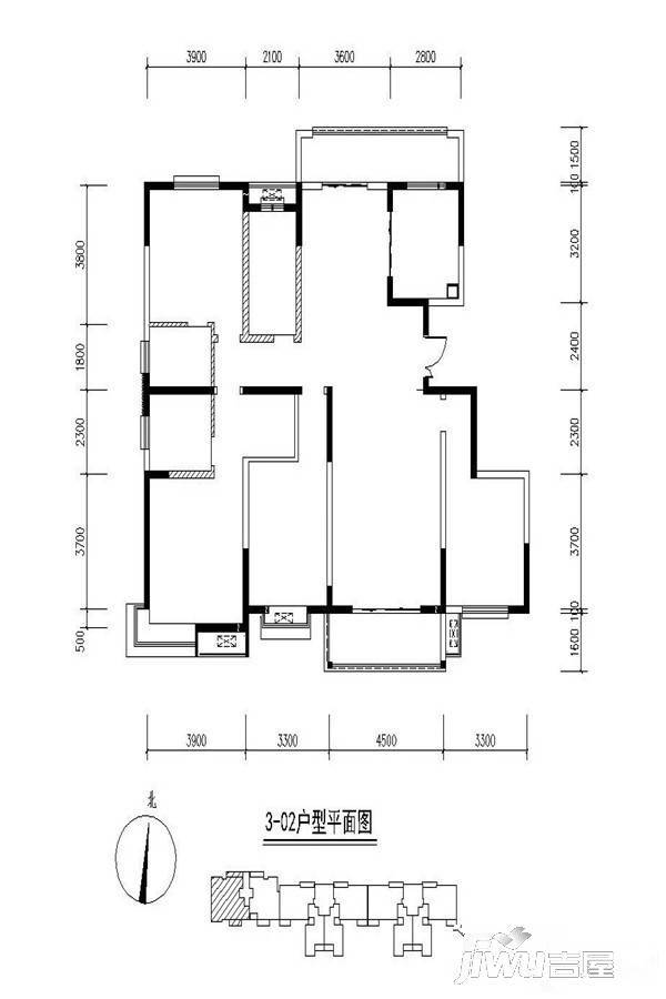 锦园曲江龙邸3室2厅2卫183㎡户型图