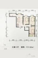 雅何鑫苑3室2厅1卫111.5㎡户型图