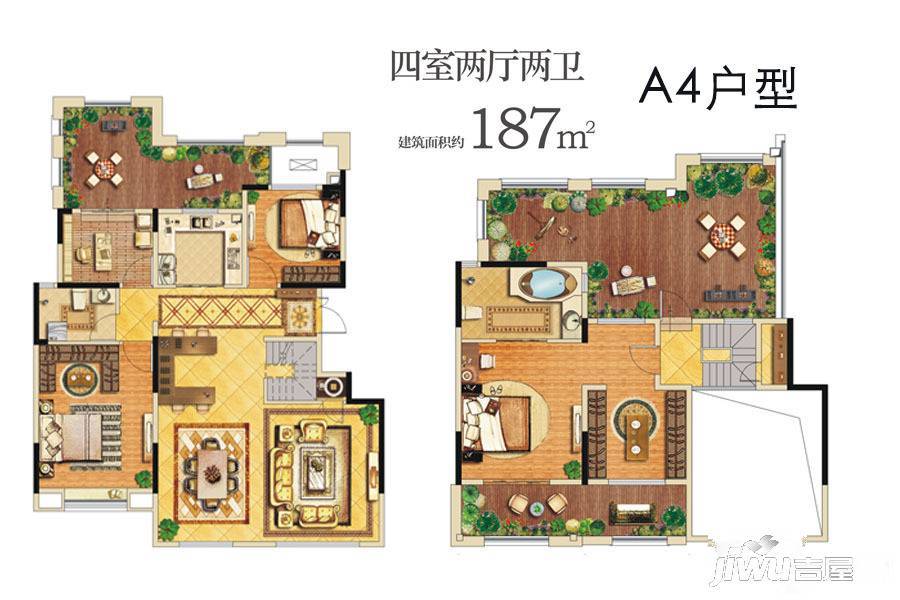 龙湖曲江畔4室2厅2卫187㎡户型图