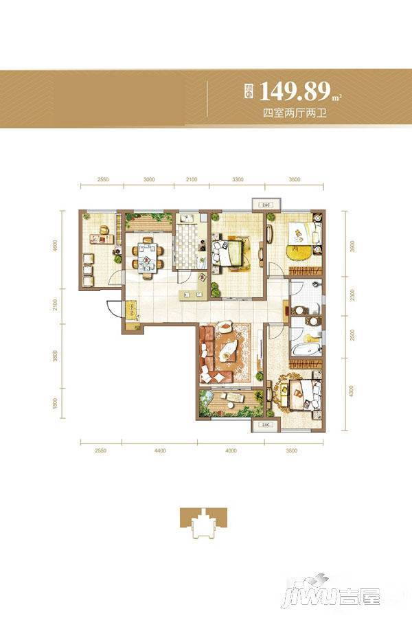 金辉·悦府4室2厅2卫149.9㎡户型图